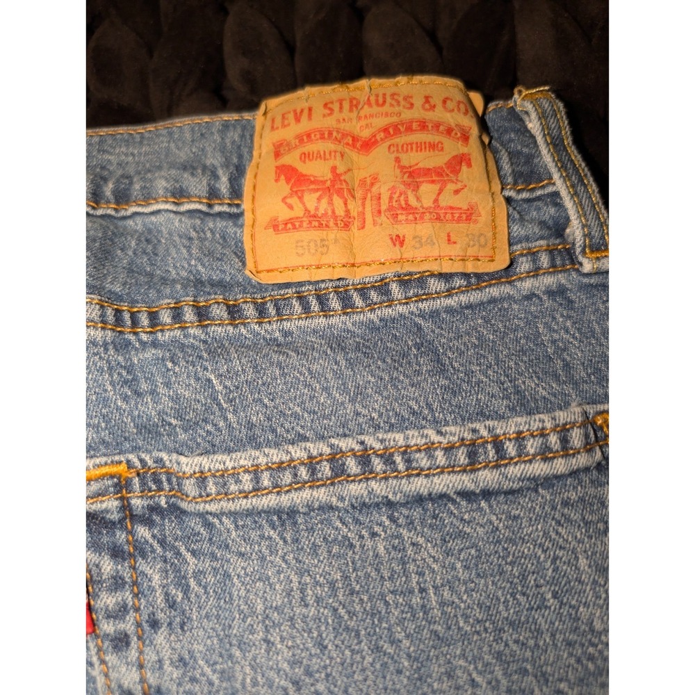 Levi's 505 Original Fit Button Fly Jeans Light wash Men's W34 L30 - Picture 4 of 8